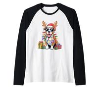 Pitbull Renne de Noël avec Bonnet de Père Noël et Bois de cerf Manche Raglan