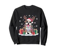 Pitbull Renne de Noël avec Bonnet de Père Noël et Bois de cerf Sweatshirt