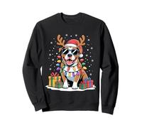 Pitbull Renne de Noël avec Bonnet de Père Noël et Bois de cerf Sweatshirt