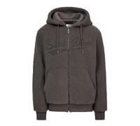 PITBULL Sweat à capuche Galaxy pour homme - Veste polaire Sherpa avec capuche - Veste chaude zippée - Coupe décontractée - Veste d'hiver avec fermeture éclair et poches - 100 % polyester, gris/marron
