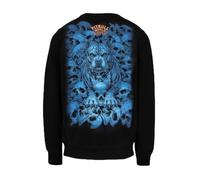 PITBULL Sweat-shirt Guardian Angel pour homme - Coupe droite - Grand motif tête de mort imprimé dans le dos - T-shirt streetwear à manches longues - Pull de loisirs confortable avec col rond, Noir