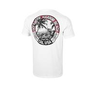 Pitbull T-Shirt Classique pour Homme Coupe Droite Pit Bull West Coas Hommes Coton Tshir Oceanside Grand imprimé Vacances Idéal pour l'été, Blanc., S