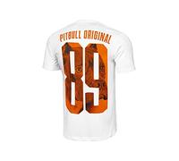 Pitbull T-Shirt en Coton pour Homme Coupe Droite Classique T-Shirt pour Homme T-Shirt Pit Bull West Coast Eighty Nine Dog T-Shirt en Coton avec imprimé T-Shirt de Sport d'été, Blanc., L