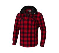 PITBULL - Veste à carreaux avec capuche, coupe régulière, en coton, style universel, chemise de bûcheron, rouge, 3XL