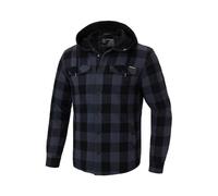 PITBULL - Veste Chemise à Carreaux Homme Avec Capuche, Coupe Régulière en Flanelle et Coton, Style Bûcheron Universel, Gris, M