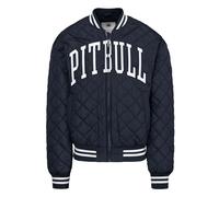 PITBULL Veste demi-saison Jupiter pour homme - Veste matelassée College Bomber avec design matelassé, fermeture éclair et logo brodé, bleu foncé, M