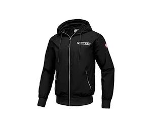 PITBULL - Vestes pour hommes avec capuche Athletic Logo, Veste coupe-vent pour homme de mi-saison, Poches latérales confortables avec fermeture éclair, Veste pour l'extérieur - XXL, Noir