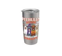 Pitbulls, parce que les gens sont effrayants et effrayants, l'amour des chiens pour Halloween Gobelet isotherme en acier inoxydable double paroi