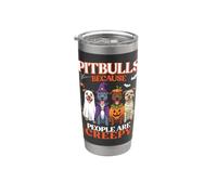 Pitbulls, parce que les gens sont effrayants et effrayants, l'amour des chiens pour Halloween Gobelet isotherme en acier inoxydable double paroi