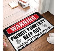 PITFS Paillasson « Welcome » pour entrée extérieure, « Hello Private Property Keep Out Unless You Brought Beer » - Décoration de jardin - Tapis d'automne (50 x 80 cm)