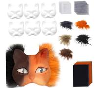 PithCogent Kit de masque de chat| Kit masque Therian, chat diy 29 pièces | Kit de bricolage tout-en-29, base lisse prête à colorier, ajustement confortable, idéal pour les fans de cosplay, d'Hallowee