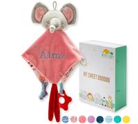 PITI COT Doudou Bébé PERSONNALISÉ avec Prénom BRODÉ | Idée Cadeau Originale - Éléphant (Rose)