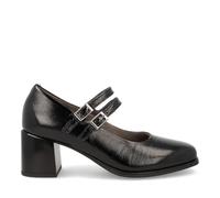 Pitillos Mercedes Type Mary Jane, bande avec fermeture à boucle double, ballerine en cuir, cuir verni, avec paillettes, talon pour femme, Noir , 37 EU