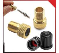 Pitlane Performance® Adaptateur Valve Vélo Presta Schrader en Laiton avec Bouchons de Valve, Compatible Pompe à Air et Compresseur, Lot de 4 pour Vélos Route, VTT et Vélos Électriques