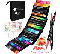 PITMT Feutres Coloriage Adulte, 100 Couleurs Aquamarker Feutre Set, Double Pointe Stylo Feutre Aquarelle Pour Adulte Enfant Débutant Dessin, Manga, Doodling, Scrapbooking, Bullet Journal