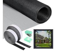 PITMT Moustiquaire Fenetre, 120x250cm Rouleau Moustiquaire sans Percage, Toile Moustiquaire avec Ruban Adhésif, Filet Moustiquaire Fibre de Verre Recoupable pour le Balcon du Puits de Lumière du Salon