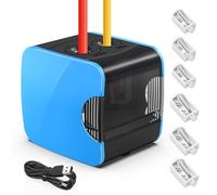 PITMT Taille Crayon Electrique,Taille-crayon électrique Enfants, Alimenté par Batterie et USB,2 tailles Pencil Sharpener Professionnel,pour Crayons épais et Fins, avec 4 Lames de Rechange (Bleu)