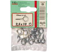 Piton à vis - VYNEX - 2.5x10 mm - Acier zingué - Lot de 16