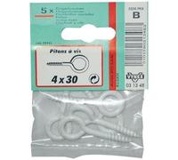 Piton à vis - VYNEX - 6x40 mm - Acier rilsanisé - Anticorrosion - Lot de 2 pièces