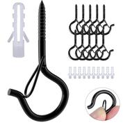 Piton à Visser (M4 5,3cm), 10 Pièces Crochet Mural à Visser Charge Lourde Avec Boucle de Sécurité, Pour Suspendre Paniers à Plantes, Mangeoires à Oiseaux, Lanternes, Tasse