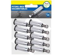 Piton douille rétractable inox - TERRE JARDIN - X10 - pour sols en béton et pierre - lot de 10