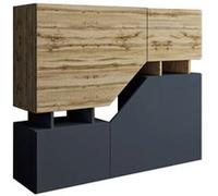Pitt - buffet haut - 4 portes - 120 cm - Bois / Gris