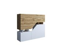 Pitt - buffet haut - 4 portes - 120 cm - Bois / Blanc