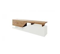 Bestmobilier - Meuble TV Pitt Rectangulaire en Bois Blanc avec Rangements 2 Portes - Salon Industriel/Vintage/Rétro