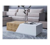 Pitt - table basse - 124 cm - style industriel - Bois / Blanc