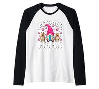 Pittie Mom Dog Lover GNOME Pink Paws for Women Pitbull Mama Manche Raglan