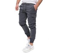 PITTMAN Darius - Pantalon en Coton pour Hommes - Pantalon Cargo Gris pour Hommes - Pantalon Cargo Slim pour Hommes, Gris (Tornado 183907), W34/L38