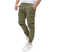 PITTMAN Darius - Pantalon pour Hommes avec Stretch - Pantalon Cargo en Coton - Pantalon Slim pour Hommes, Vert (Deep Lichen Green 180312), W32/L36