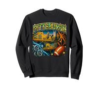 Pittsburgh City Skyline Bridges & Industrial Gears Style années 90 Sweatshirt