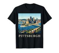 Pittsburgh Pennsylvanie Pennsylvanie Rétro Vintage Skyline River Bridge T-Shirt
