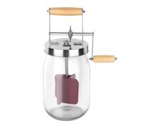 Pitxsgsia Baratte à Beurre Manuelle Transparente de 1,5 Litres avec Poignée en Bois, Agitateur et Engrenage en Acier Inoxydable, Fabricant de Beurre Manuel.