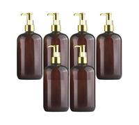 Pitycbo Distributeur de Savon pour Les Mains, 6 Unités, Shampoing, Gel Douche, Multi-usages, Décoratif, pour La Maison et La Buanderie, or Brun 500 Ml