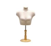 Pitycbo mi-Mannequin Vitrine Antirille | Démontable, Buste Mannequin Base En Bois, Beige, Bois Plat