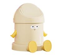 Pitycbo Mini Poubelle de Bureau avec Couvercle, Petite Poubelle Pivotante pour Table de Travail, Conteneur à Déchets avec Support, Visage Souriant à La Crème