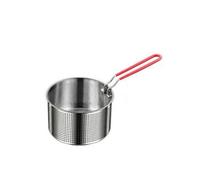 Pitycbo Panier à Frire Poignée Silicone Rouge Détachable en Acier Inoxydable 201 Accessoire Cuisson Anti-rouille pour Préparer Frites Beigns d'Oignons Autres, 14 Cm