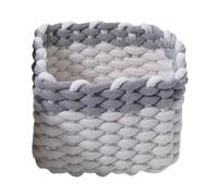 Pitycbo Panier de Rangement, Boîte de Rangement Multifonctionnelle, Panier Décoratif Tressé En Macramé pour Jouets, Maquillage, étagère, Commode, Chambre D, Gris Blanc