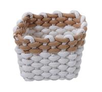Pitycbo Panier de Rangement, Boîte de Rangement Multifonctionnelle, Panier Décoratif Tressé En Macramé pour Jouets, Maquillage, étagère, Commode, Chambre D, Brun Blanc