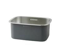 Pitycbo Passoire Inox Bassine Égouttoir Cuve, Array, Gris Texturé, Ensemble De Bassin Carré Et Panier De Drainage En Acier Inoxydable 304, Style Japonais