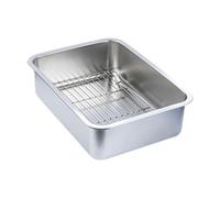 Pitycbo Plaque à pâtisserie avec Plateau de passoire à, Plaque de Four Robuste avec Support, en Acier Inoxydable, Plaque de Cuisson pour la Cuisson des, 50x35x10cm