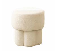 Pitycbo Pouf Champignon Tabouret Repose Pied Siège Bouclé Texture Moelleuse Cadre en Bois Résistant Soutien Ferme Gain de Place Adapté au Salon Chambre Entrée Maquillage Enfants Invités, Blanc