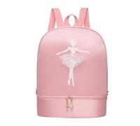 Pitycbo Sac de Ballet Enfant Fille Sac à Dos Danse Poches Multiples Bretelles Confortables Séparateur Chaussures Surface Usage Quotidien Danse Trajet Vers l'École, Rose, Standard