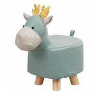 Pitycbo Tabouret Éléphant Tissu Pouf Repose-Pieds Ottoman avec Siège Doux et Accueil des Pieds Housse Agréable Peau Base Solide en Bois Adapté aux Enfants, Bleu, Deer Tech