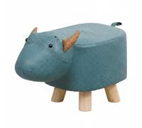 Pitycbo Tabouret Éléphant Tissu Pouf Repose-Pieds Ottoman avec Siège Doux et Accueil des Pieds Housse Agréable Peau Base Solide en Bois Adapté aux Enfants, Bleu, Éléphant Tech