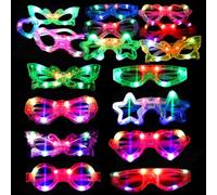 Piucrty Lunette Led 12Pcs Cotillons Accessoire Lunettes Lumineuses Fluo Soiree Cadeau Anniversaire Enfants Invites Lot Jouet Kermesse Pinata Cadeaux Festival Pochette Surprise Disco Goodies