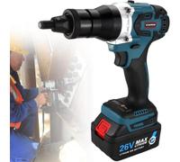 piudoiliy Pistolet à Riveter sans Fil, kit de riveteuse électrique Portable pièces aveugles, Conception sans balais, Fer et Aluminium, sans balais (1Battery)