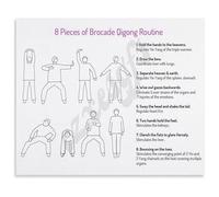 PIUHRKLEVD Baduanjin Chart Eight Section Brocade Poster Traditional Chinese Exercise Illustrated Guide for Home Studio 8 X 12 in
